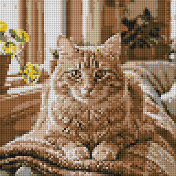 Cat mosaic with background (9,216 pcs)